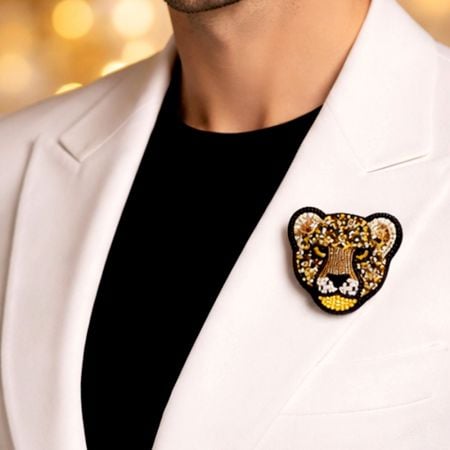 Handmade Jewelry Unisex Leopard Face Brooch